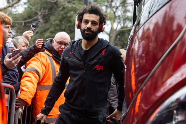 BOURNEMOUTH, ENGLAND - Saturday, March 11, 2023: Liverpool's Mohamed Salah arrives before the FA Premier League match between AFC Bournemouth and Liverpool FC at the Vitality Stadium. (Pic by David Rawcliffe/Propaganda)