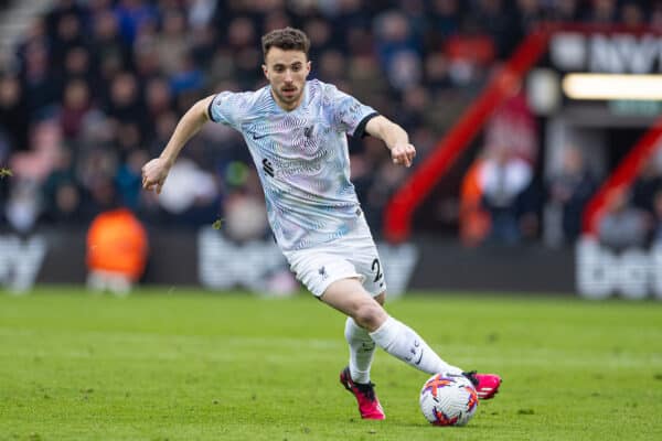 BOURNEMOUTH, ENGLAND - Saturday, March 11, 2023: Liverpool's Diogo Jota during the FA Premier League match between AFC Bournemouth and Liverpool FC at the Vitality Stadium. (Pic by David Rawcliffe/Propaganda)