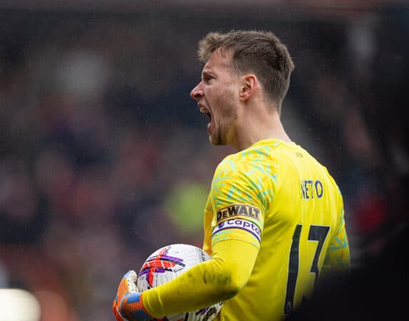 BOURNEMOUTH, ENGLAND - Saturday, March 11, 2023: Bournemouth's goalkeeper Norberto Murara Neto celebrates after Liverpool miss a penalty during the FA Premier League match between AFC Bournemouth and Liverpool FC at the Vitality Stadium. (Pic by David Rawcliffe/Propaganda)