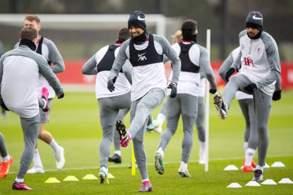 LIVERPOOL, ENGLAND - Tuesday, March 14, 2023: Liverpool's Fabio Henrique Tavares 'Fabinho' during a training session at the AXA Training Centre ahead of the UEFA Champions League Round of 16 2nd Leg game between Liverpool FC and Real Madrid CF. (Pic by Jessica Hornby/Propaganda)