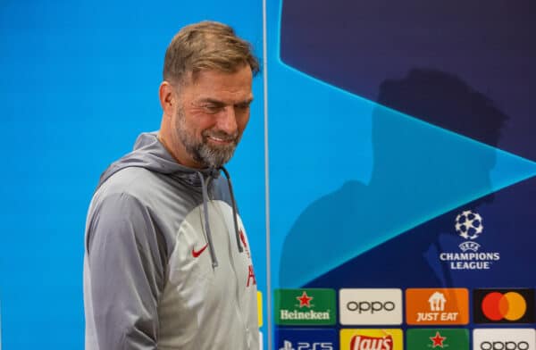 MADRID, SPAIN - Tuesday, March 14, 2023: Liverpool's manager Jürgen Klopp during a press conference at Estadio Santiago Bernabéu ahead of the UEFA Champions League Round of 16 2nd Leg game between Real Madrid CF and Liverpool FC. (Pic by David Rawcliffe/Propaganda)