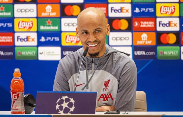 MADRID, SPAIN - Tuesday, March 14, 2023: Liverpool's Fabio Henrique Tavares 'Fabinho' during a press conference at Estadio Santiago Bernabéu ahead of the UEFA Champions League Round of 16 2nd Leg game between Real Madrid CF and Liverpool FC. (Pic by David Rawcliffe/Propaganda)