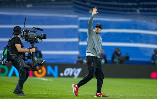 MADRID, SPAIN - Wednesday, March 15, 2023: Liverpool's manager Jürgen Klopp after the UEFA Champions League Round of 16 2nd Leg game between Real Madrid CF and Liverpool FC at the Estadio Santiago Bernabéu. (Pic by David Rawcliffe/Propaganda)