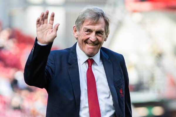 LIVERPOOL, ENGLAND - Saturday, March 25, 2023: Liverpool's manager Sir Kenny Dalglish (R) before the LFC Foundation match between Liverpool FC Legends and Glasgow Celtic FC Legends at Anfield. (Pic by Jessica Hornby/Propaganda)