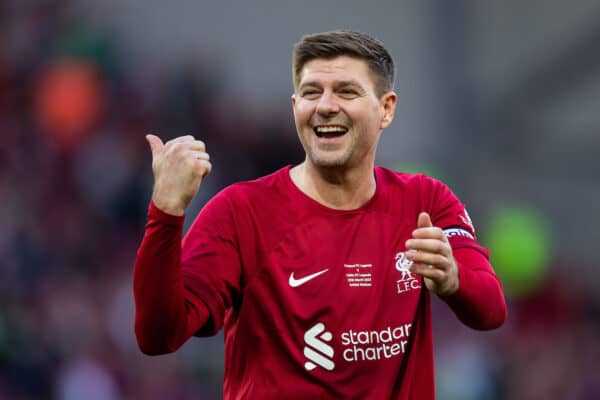 LIVERPOOL, ENGLAND - Saturday, March 25, 2023: Liverpool's captain Steven Gerrard after the LFC Foundation match between Liverpool FC Legends and Glasgow Celtic FC Legends at Anfield. (Pic by Jessica Hornby/Propaganda)