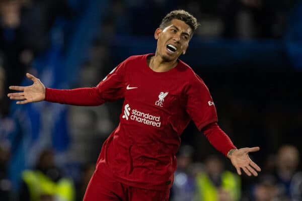 LONDON, ENGLAND - Tuesday, April 4, 2023: Liverpool's Roberto Firmino during the FA Premier League match between Chelsea FC and Liverpool FC at Stamford Bridge. (Pic by David Rawcliffe/Propaganda)