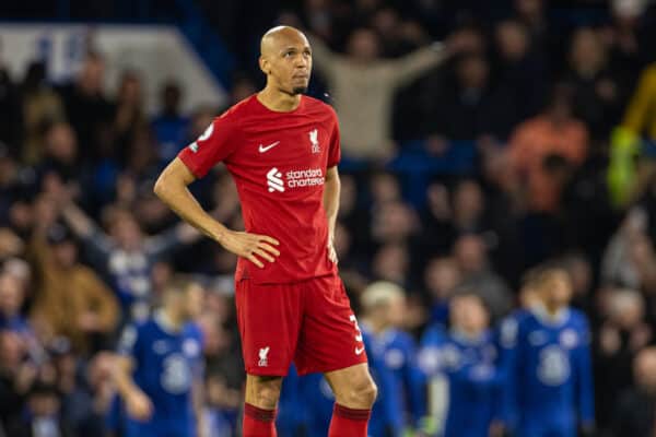 LONDON, ENGLAND - Tuesday, April 4, 2023: Liverpool's Fabio Henrique Tavares'Fabinho' during the FA Premier League match between Chelsea FC and Liverpool FC at Stamford Bridge. (Pic by David Rawcliffe/Propaganda)