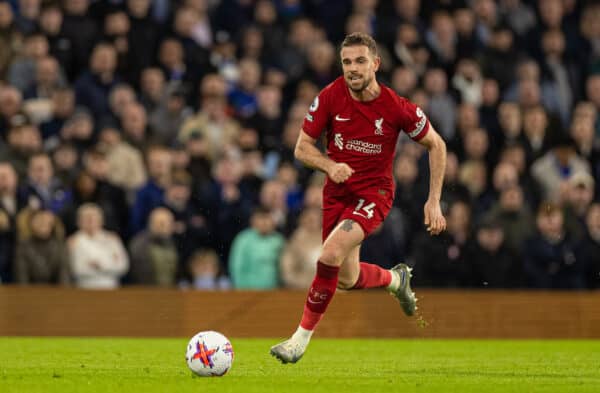 LONDON, ENGLAND - Tuesday, April 4, 2023: Liverpool's captain Jordan Henderson during the FA Premier League match between Chelsea FC and Liverpool FC at Stamford Bridge. (Pic by David Rawcliffe/Propaganda)