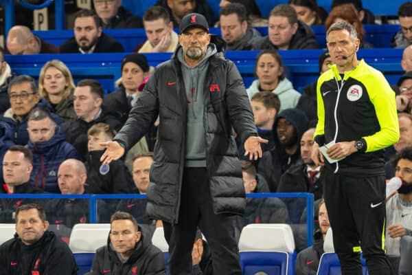 LONDON, ENGLAND - Tuesday, April 4, 2023: Liverpool's manager Jürgen Klopp during the FA Premier League match between Chelsea FC and Liverpool FC at Stamford Bridge. (Pic by David Rawcliffe/Propaganda)