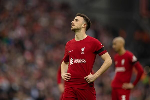 LIVERPOOL, ENGLAND - Sunday, April 9, 2023: Liverpool's Diogo Jota during the FA Premier League match between Liverpool FC and Arsenal FC at Anfield. (Pic by David Rawcliffe/Propaganda)