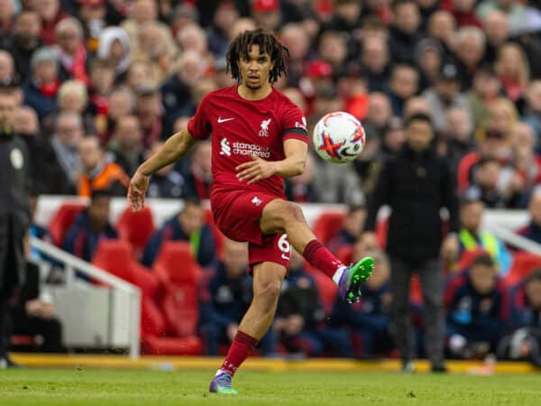 LIVERPOOL, ENGLAND - Sunday, April 9, 2023: Liverpool's Trent Alexander-Arnold during the FA Premier League match between Liverpool FC and Arsenal FC at Anfield. (Pic by David Rawcliffe/Propaganda)