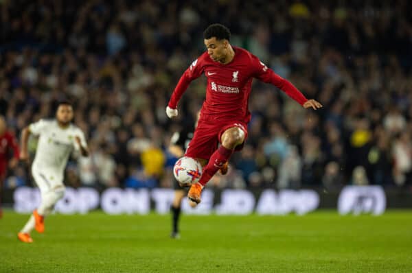 LEEDS, ENGLAND - Monday, April 17, 2023: Liverpool's Cody Gakpo during the FA Premier League match between Leeds United FC and Liverpool FC at Elland Road. (Pic by David Rawcliffe/Propaganda)