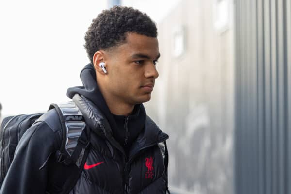 LEEDS, ENGLAND - Monday, April 17, 2023: Liverpool's Cody Gakpo arrives before the FA Premier League match between Leeds United FC and Liverpool FC at Elland Road. (Pic by David Rawcliffe/Propaganda)