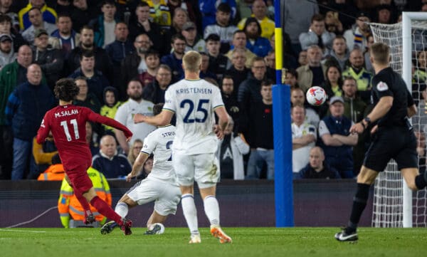 LEEDS, ENGLAND - Monday, April 17, 2023: Liverpool's Mohamed Salah scores the second goal during the FA Premier League match between Leeds United FC and Liverpool FC at Elland Road. (Pic by David Rawcliffe/Propaganda)