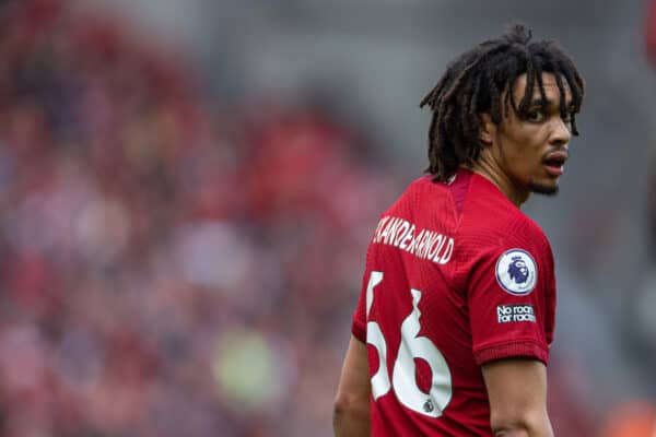 LIVERPOOL, ENGLAND - Saturday, April 22, 2023: Liverpool's Trent Alexander-Arnold during the FA Premier League match between Liverpool FC and Nottingham Forest FC at Anfield. (Pic by David Rawcliffe/Propaganda)