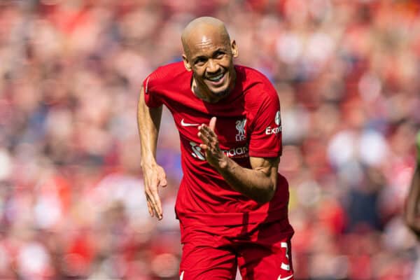 LIVERPOOL, ENGLAND - Saturday, April 22, 2023: Liverpool's Fabio Henrique Tavares 'Fabinho' during the FA Premier League match between Liverpool FC and Nottingham Forest FC at Anfield. (Pic by David Rawcliffe/Propaganda)