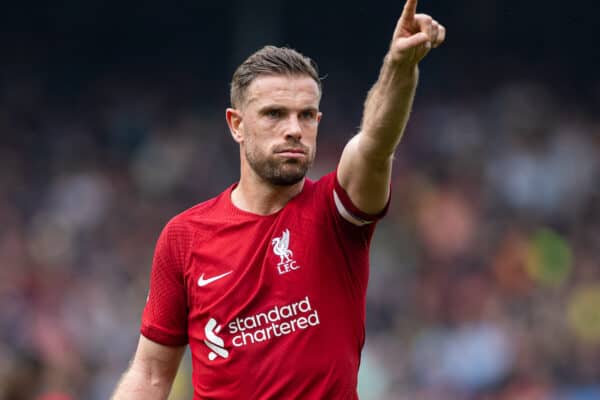 LIVERPOOL, ENGLAND - Saturday, April 22, 2023: Liverpool's captain Jordan Henderson during the FA Premier League match between Liverpool FC and Nottingham Forest FC at Anfield. (Pic by David Rawcliffe/Propaganda)