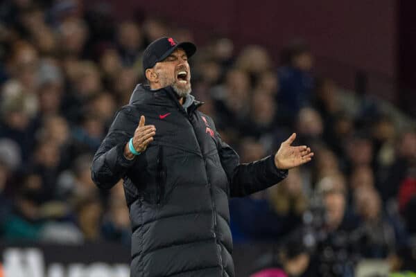 LONDON, ENGLAND - Wednesday, April 26, 2023: Liverpool's manager Jürgen Klopp reacts during the FA Premier League match between West Ham United FC and Liverpool FC at the London Stadium. (Pic by David Rawcliffe/Propaganda)