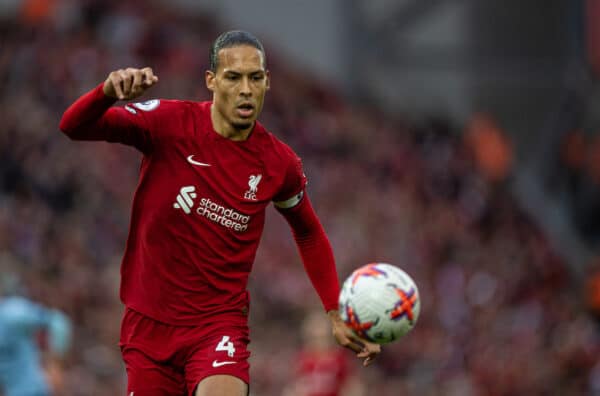 LIVERPOOL, ENGLAND - Saturday, May 6, 2023: Liverpool's Virgil van Dijk during the FA Premier League match between Liverpool FC and Brentford FC at Anfield. (Pic by David Rawcliffe/Propaganda)