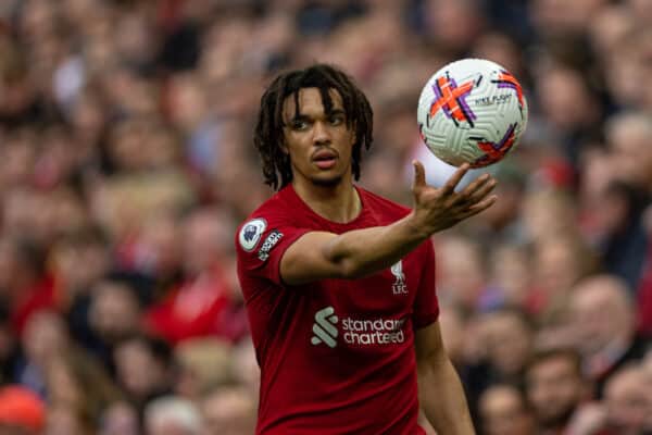 LIVERPOOL, ENGLAND - Saturday, May 6, 2023: Liverpool's Trent Alexander-Arnold during the FA Premier League match between Liverpool FC and Brentford FC at Anfield. (Pic by David Rawcliffe/Propaganda)