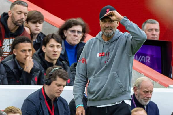 LIVERPOOL, ENGLAND - Saturday, May 6, 2023: Liverpool's manager Jürgen Klopp during the FA Premier League match between Liverpool FC and Brentford FC at Anfield. (Pic by David Rawcliffe/Propaganda)