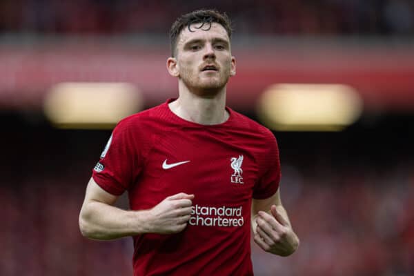 LIVERPOOL, ENGLAND - Saturday, May 6, 2023: Liverpool's Andy Robertson during the FA Premier League match between Liverpool FC and Brentford FC at Anfield. (Pic by David Rawcliffe/Propaganda)