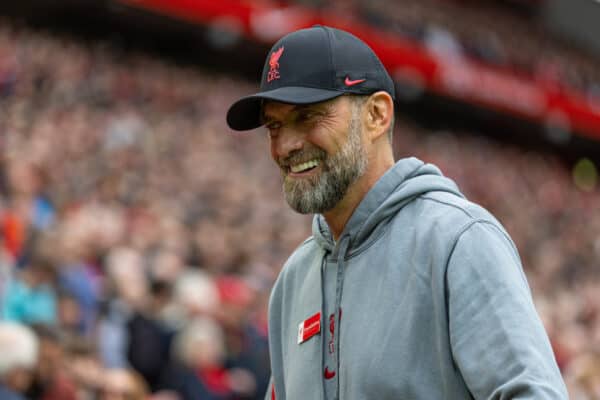 LIVERPOOL, ENGLAND - Saturday, May 6, 2023: Liverpool's manager Jürgen Klopp before the FA Premier League match between Liverpool FC and Brentford FC at Anfield. (Pic by David Rawcliffe/Propaganda)