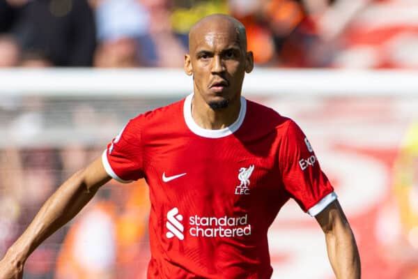 LIVERPOOL, ENGLAND - Saturday, May 20, 2023: Liverpool's Fabio Henrique Tavares 'Fabinho' during the FA Premier League match between Liverpool FC and Aston Villa FC at Anfield. (Pic by David Rawcliffe/Propaganda)