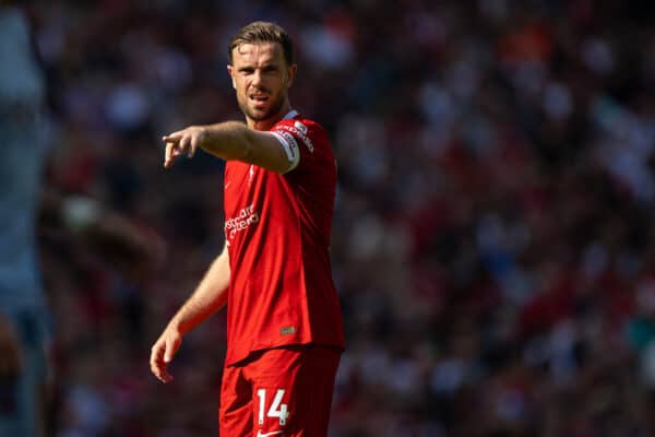 LIVERPOOL, ENGLAND - Saturday, May 20, 2023: Liverpool's captain Jordan Henderson during the FA Premier League match between Liverpool FC and Aston Villa FC at Anfield. (Pic by David Rawcliffe/Propaganda)