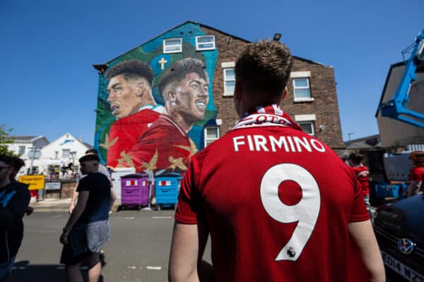 LIVERPOOL, ENGLAND - Saturday, May 20, 2023: A new street art mural for Liverpool's Roberto Firmino seen before the FA Premier League match between Liverpool FC and Aston Villa FC at Anfield. (Pic by David Rawcliffe/Propaganda)