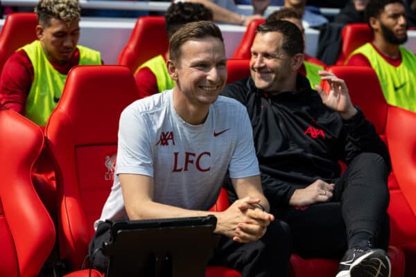 LIVERPOOL, ENGLAND - Saturday, May 20, 2023: Liverpool's first-team development coach Pepijn Lijnders during the FA Premier League match between Liverpool FC and Aston Villa FC at Anfield. (Pic by David Rawcliffe/Propaganda)