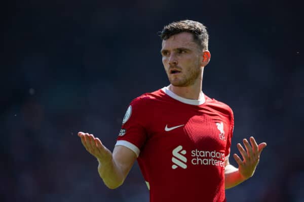 LIVERPOOL, ENGLAND - Saturday, May 20, 2023: Liverpool's Andy Robertson during the FA Premier League match between Liverpool FC and Aston Villa FC at Anfield. (Pic by David Rawcliffe/Propaganda)