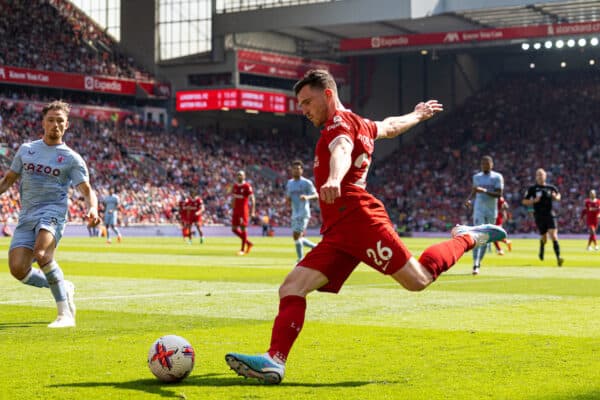 LIVERPOOL, INGLATERRA - Sábado, 20 de mayo de 2023: Andy Robertson de Liverpool durante el partido de la FA Premier League entre Liverpool FC y Aston Villa FC en Anfield.  (Foto de David Rawcliffe/Propaganda)