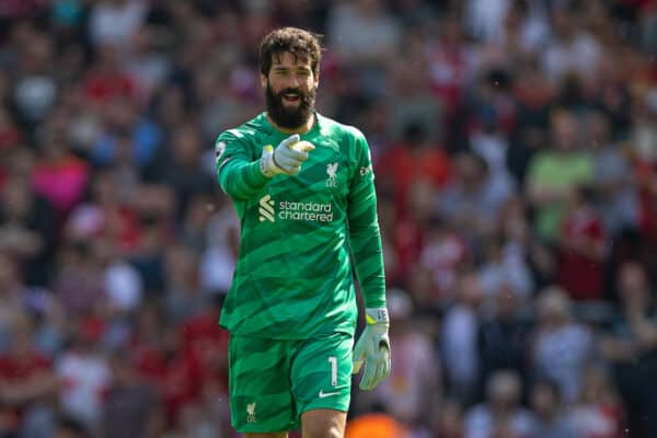 LIVERPOOL, ENGLAND - Saturday, May 20, 2023: Liverpool's goalkeeper Alisson Becker during the FA Premier League match between Liverpool FC and Aston Villa FC at Anfield. (Pic by David Rawcliffe/Propaganda)