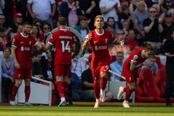 LIVERPOOL, ENGLAND - Saturday, May 20, 2023: Liverpool's Roberto Firmino during the FA Premier League match between Liverpool FC and Aston Villa FC at Anfield. (Pic by David Rawcliffe/Propaganda)