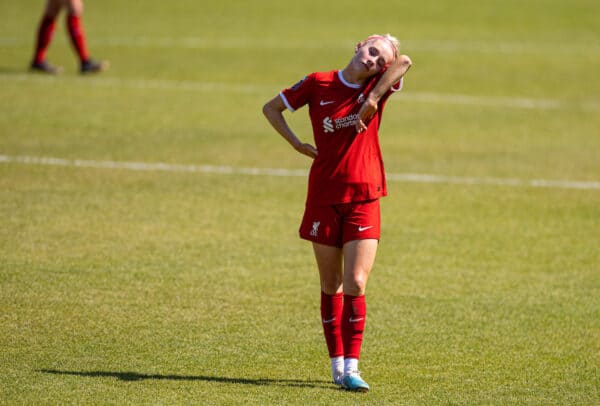 BIRKENHEAD, ENGLAND - Saturday, May 27, 2023: Liverpool's Missy Bo Kearns during the FA Women’s Super League game between Liverpool FC Women and Manchester United FC Women at Prenton Park. (Pic by David Rawcliffe/Propaganda)