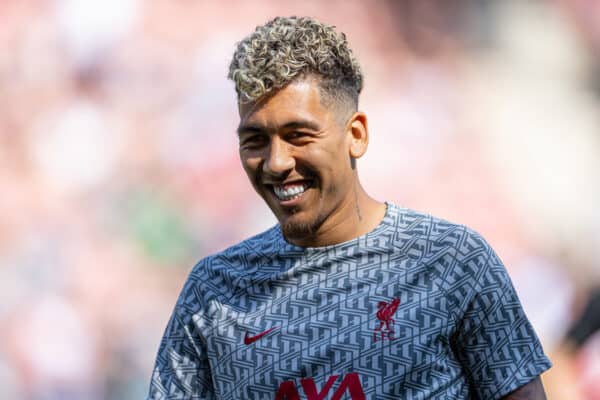 SOUTHAMPTON, ENGLAND - Sunday, May 28, 2023: Liverpool's Roberto Firmino during the pre-match warm-up before the FA Premier League match between Southampton FC and Liverpool FC at St Mary's Stadium. (Pic by David Rawcliffe/Propaganda)