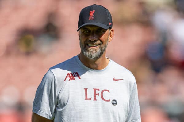 SOUTHAMPTON, ENGLAND - Sunday, May 28, 2023: Liverpool's manager Jürgen Klopp during the pre-match warm-up before the FA Premier League match between Southampton FC and Liverpool FC at St Mary's Stadium. (Pic by David Rawcliffe/Propaganda)