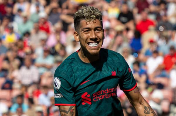 SOUTHAMPTON, ENGLAND - Sunday, May 28, 2023: Liverpool's Roberto Firmino celebrates after scoring the second goal during the FA Premier League match between Southampton FC and Liverpool FC at St Mary's Stadium. (Pic by David Rawcliffe/Propaganda)