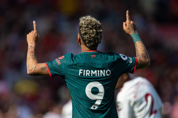 SOUTHAMPTON, ENGLAND - Sunday, May 28, 2023: Liverpool's Roberto Firmino celebrates after scoring the second goal during the FA Premier League match between Southampton FC and Liverpool FC at St Mary's Stadium. (Pic by David Rawcliffe/Propaganda)