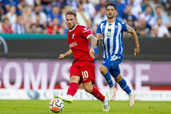 KARLSRUHER, GERMANY - Wednesday, July 19, 2023: Liverpool's Alexis Mac Allister during a pre-season friendly match between Karlsruher SC and Liverpool FC at the Wildparkstadion. (Pic by David Rawcliffe/Propaganda)