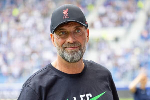 KARLSRUHER, GERMANY - Wednesday, July 19, 2023: Liverpool's manager Jürgen Klopp before a pre-season friendly match between Karlsruher SC and Liverpool FC at the Wildparkstadion. (Pic by David Rawcliffe/Propaganda)