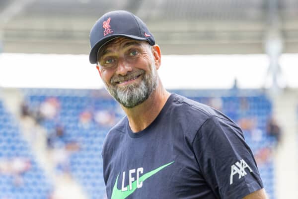 KARLSRUHER, GERMANY - Wednesday, July 19, 2023: Liverpool's manager Jürgen Klopp before a pre-season friendly match between Karlsruher SC and Liverpool FC at the Wildparkstadion. (Pic by David Rawcliffe/Propaganda)