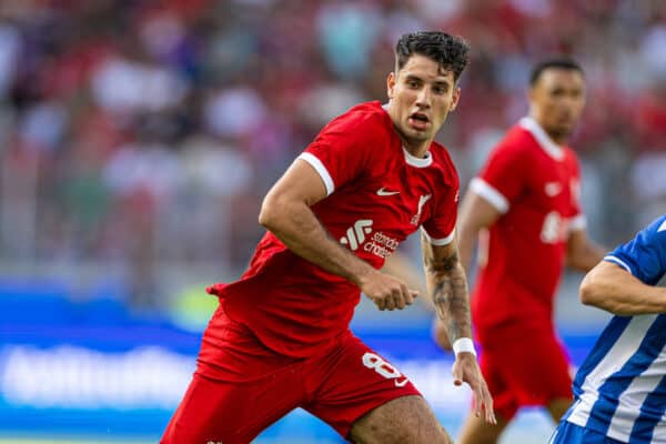 KARLSRUHER, GERMANY - Wednesday, July 19, 2023: Liverpool's Dominik Szoboszlai during a pre-season friendly match between Karlsruher SC and Liverpool FC at the Wildparkstadion. (Pic by David Rawcliffe/Propaganda)