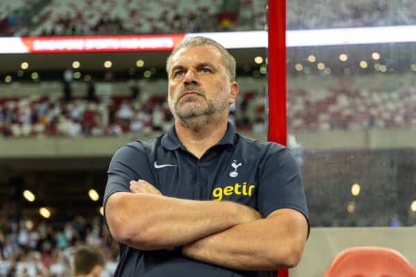 SINGAPORE - Wednesday, July 26, 2023: Tottenham Hotspur's manager Ange Postecoglou before the Tiger Cup pre-season friendly match between Tottenham Hotspur FC and Lion City Sailors FC at the Singapore National Stadium. (Pic by David Rawcliffe/Propaganda)