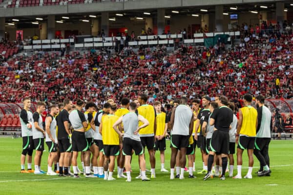 SINGAPORE - Saturday, July 29, 2023: Liverpool players during a training session ahead of the pre-season friendly match between Liverpool FC and Leicester City FC at the Singapore National Stadium. (Pic by David Rawcliffe/Propaganda)