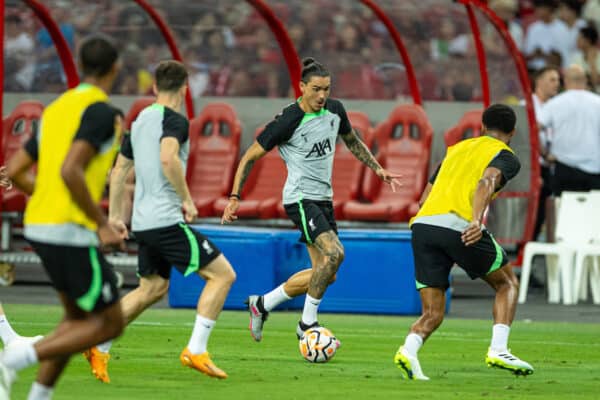 SINGAPORE - Saturday, July 29, 2023: Liverpool's Darwin Núñez during a training session ahead of the pre-season friendly match between Liverpool FC and Leicester City FC at the Singapore National Stadium. (Pic by David Rawcliffe/Propaganda)
