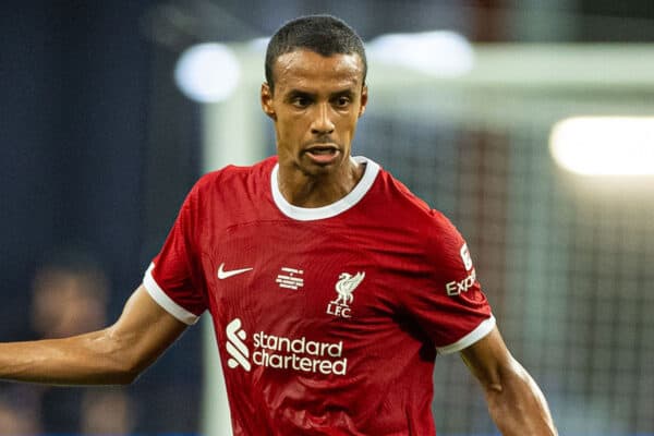 SINGAPORE - Wednesday, August 2, 2023: Liverpool's Joël Matip during a pre-season friendly match between Liverpool FC and FC Bayern Munich FC at the Singapore National Stadium. (Pic by David Rawcliffe/Propaganda)