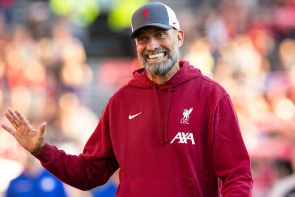 PRESTON, ENGLAND - Monday, August 7, 2023: Liverpool's manager Jürgen Klopp before a pre-season friendly match between Liverpool FC and SV Darmstadt 98 at Deepdale. (Pic by David Rawcliffe/Propaganda)