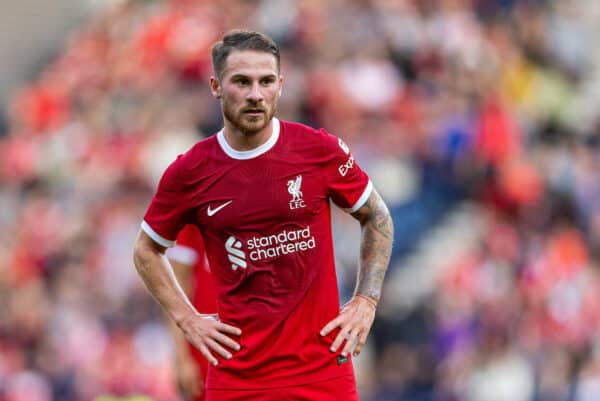 PRESTON, ENGLAND - Monday, August 7, 2023: Liverpool's Alexis Mac Allister during a pre-season friendly match between Liverpool FC and SV Darmstadt 98 at Deepdale. (Pic by David Rawcliffe/Propaganda)